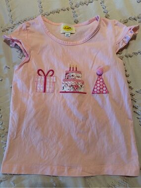 Abella Pink Birthday Appliqué Short Sleeve Tee 3T